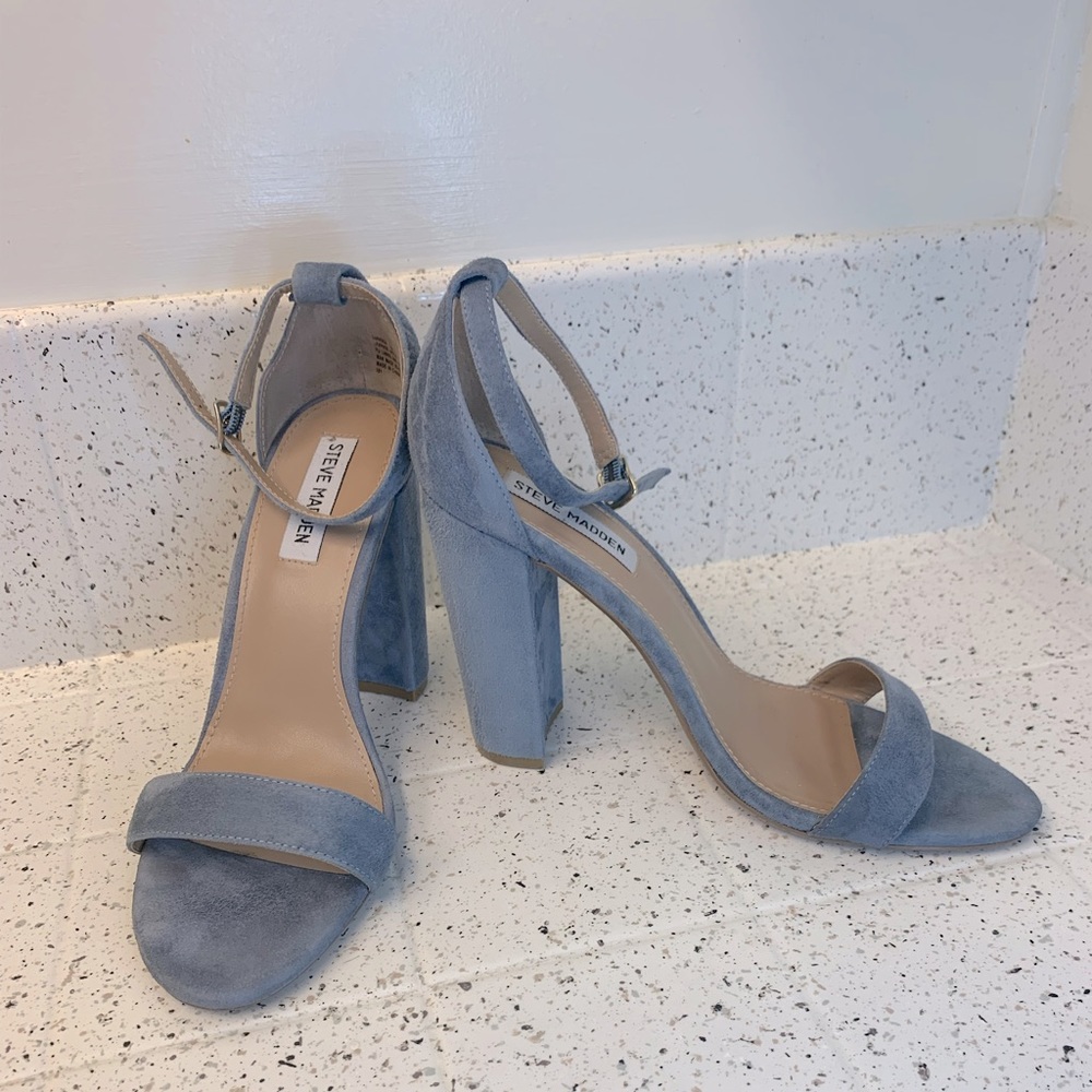 Steve Madden light blue suede block heels - size 10